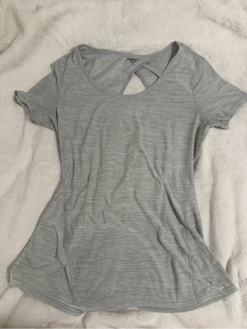 Old Navy Light Gray Short-Sleeve Top with Back Keyhole